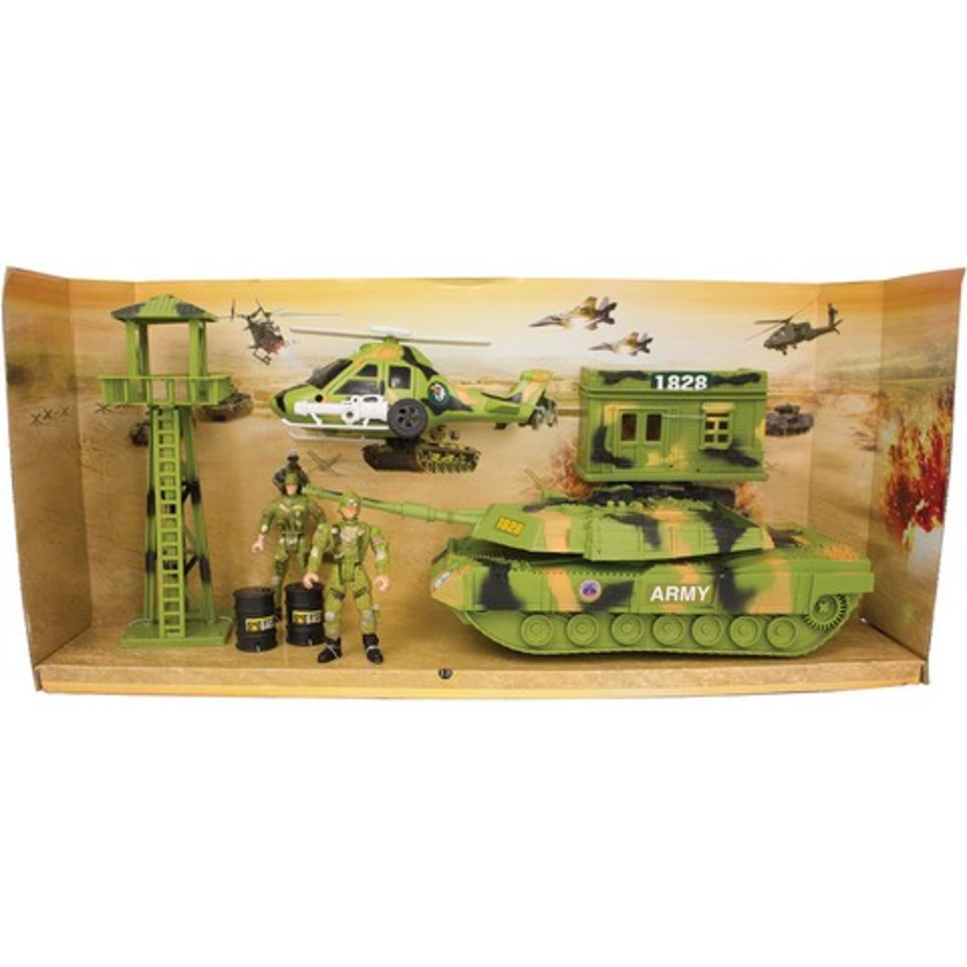 + VAT Brand New Military Operation Action Play Set Including 2 Soldiers - Look-Out Tower -
