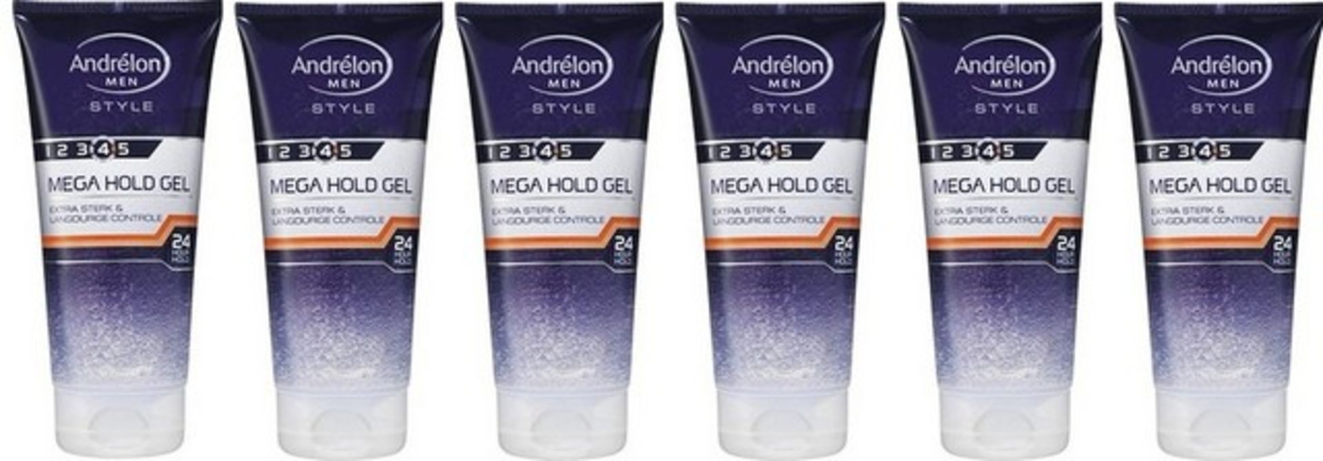 + VAT Grade A A Lot Of Six 200ml Tubes Andrelon Men Mega Hold Gel 24 Hour Hold