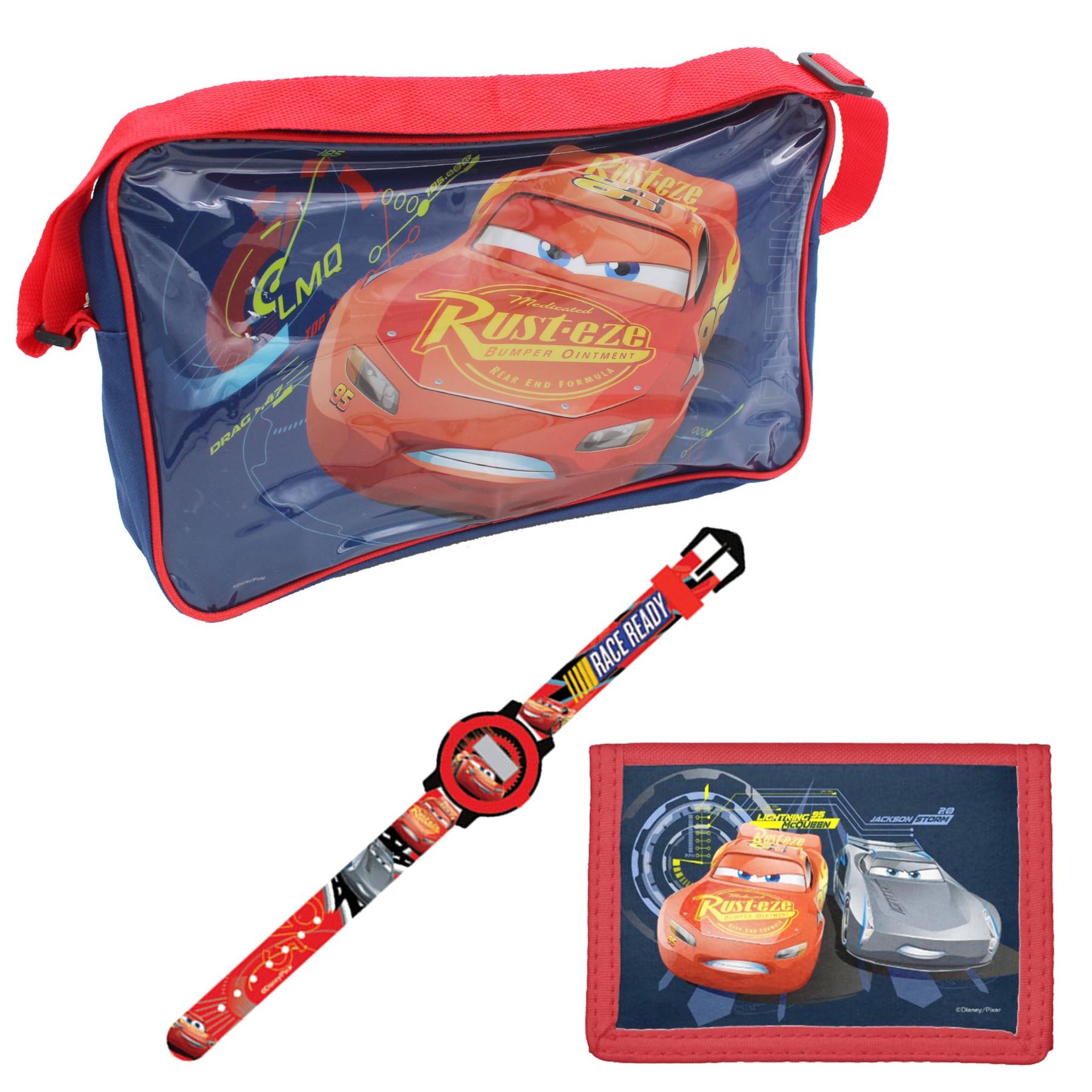+ VAT Brand New Disney Pixar Cars 3 Shoulder Bag - Digital Watch & Wallet Set