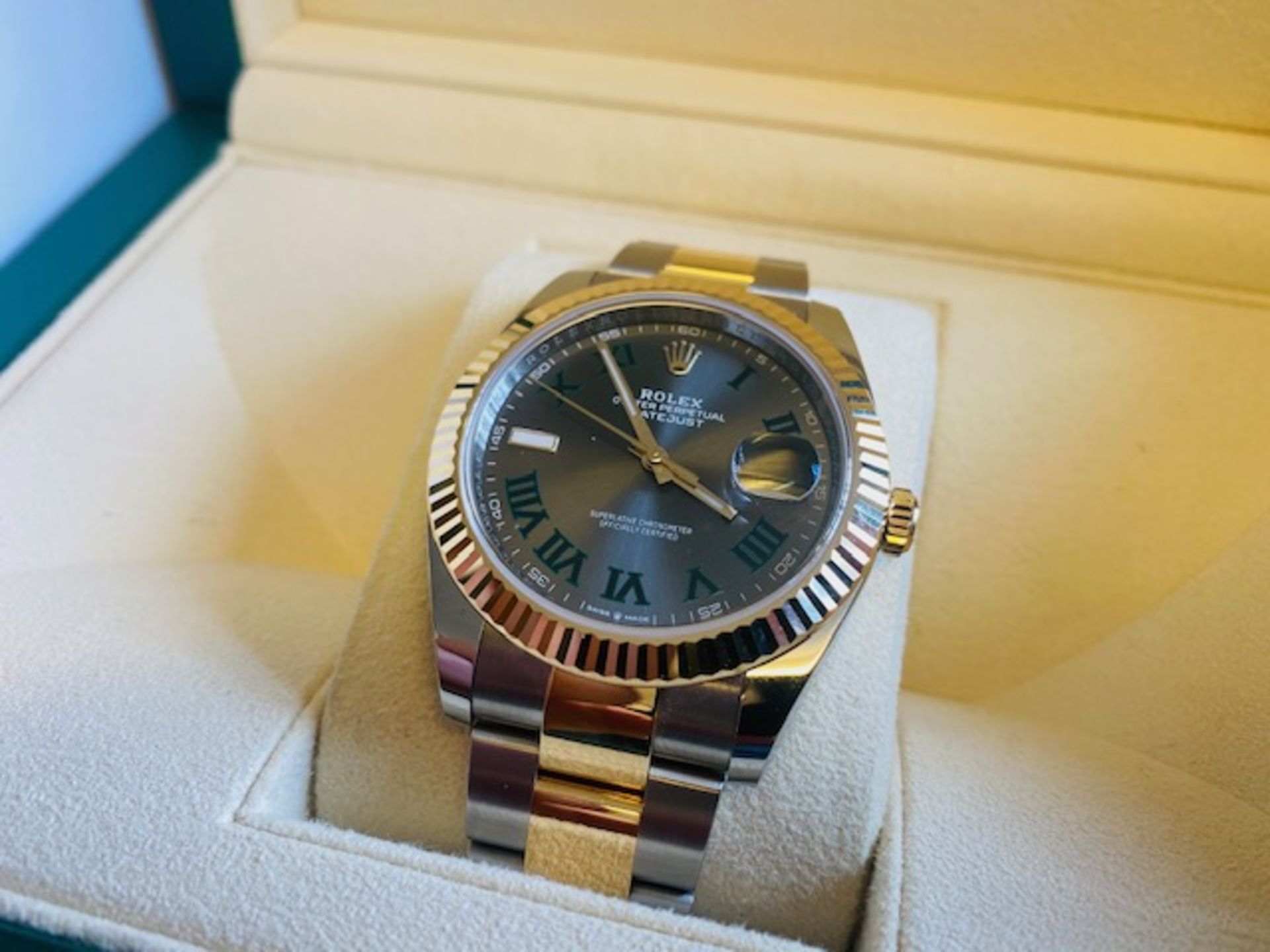 No VAT Beautiful Gents Rolex Oyster Perpetual DateJust "Wimbledon" S/S And Yellow Gold Watch -