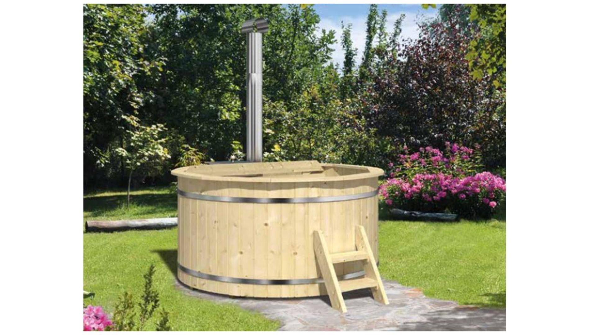 + VAT Brand New Spruce Wooden Hot Tub- 4/6 Person - 105cm Tall - 42mm Thickness - Internal Heater -