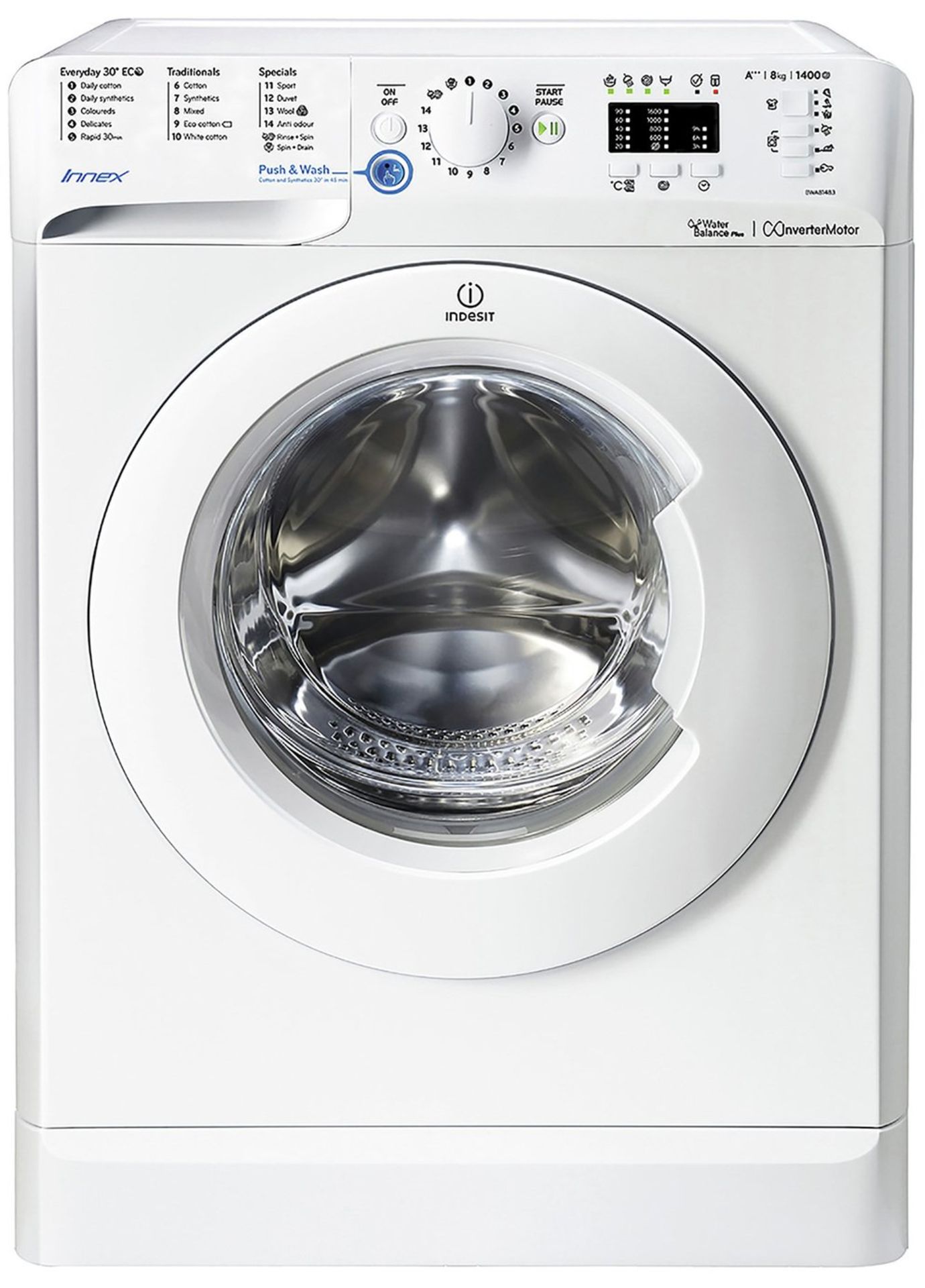 + VAT Grade A/B Indesit BWA81483XWUK 8Kg 1400 Spin Washing Machine - 16 Programmes - 30 Minute