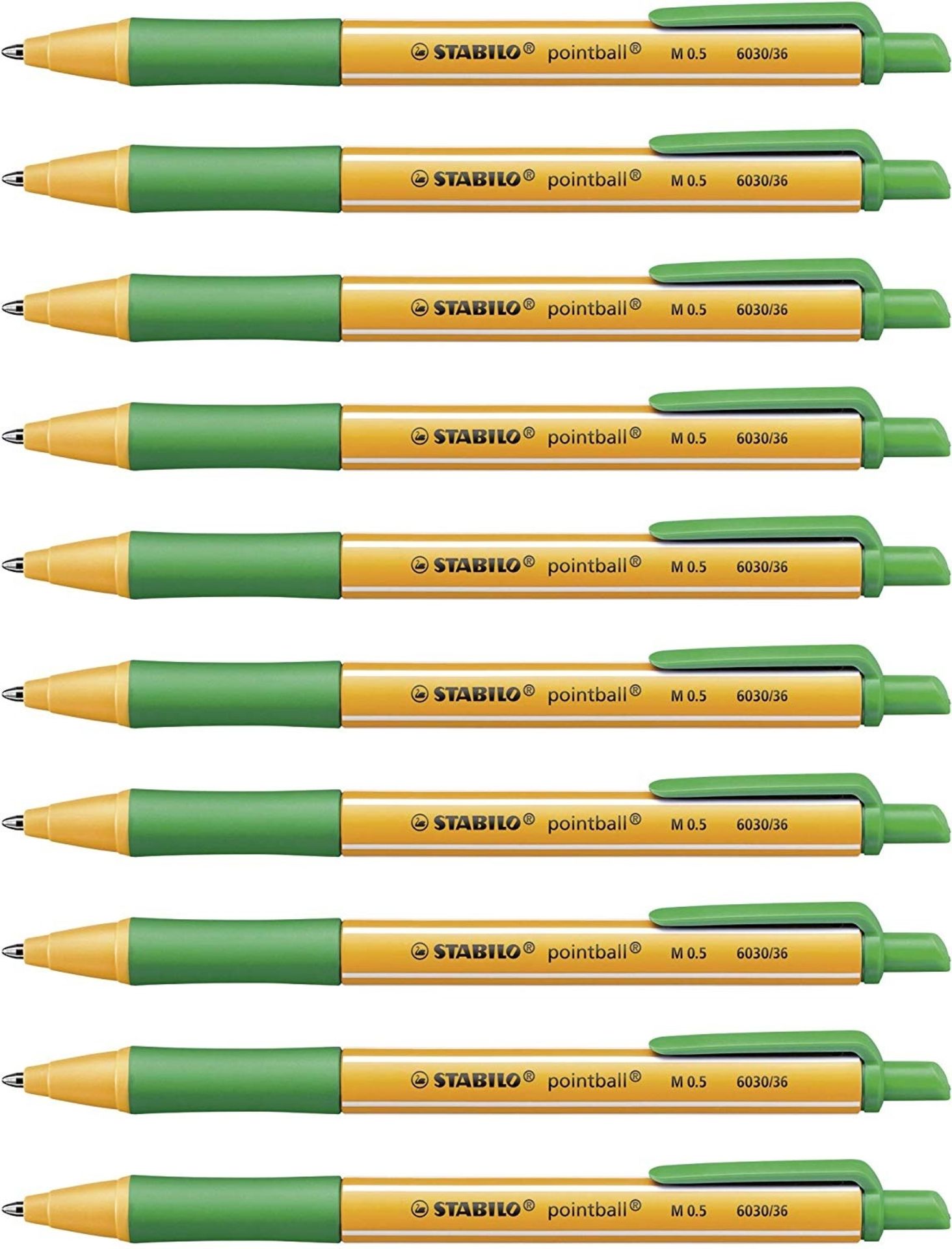 + VAT Grade A Three Packs Of 10 Stabilo Green Pointball Pens