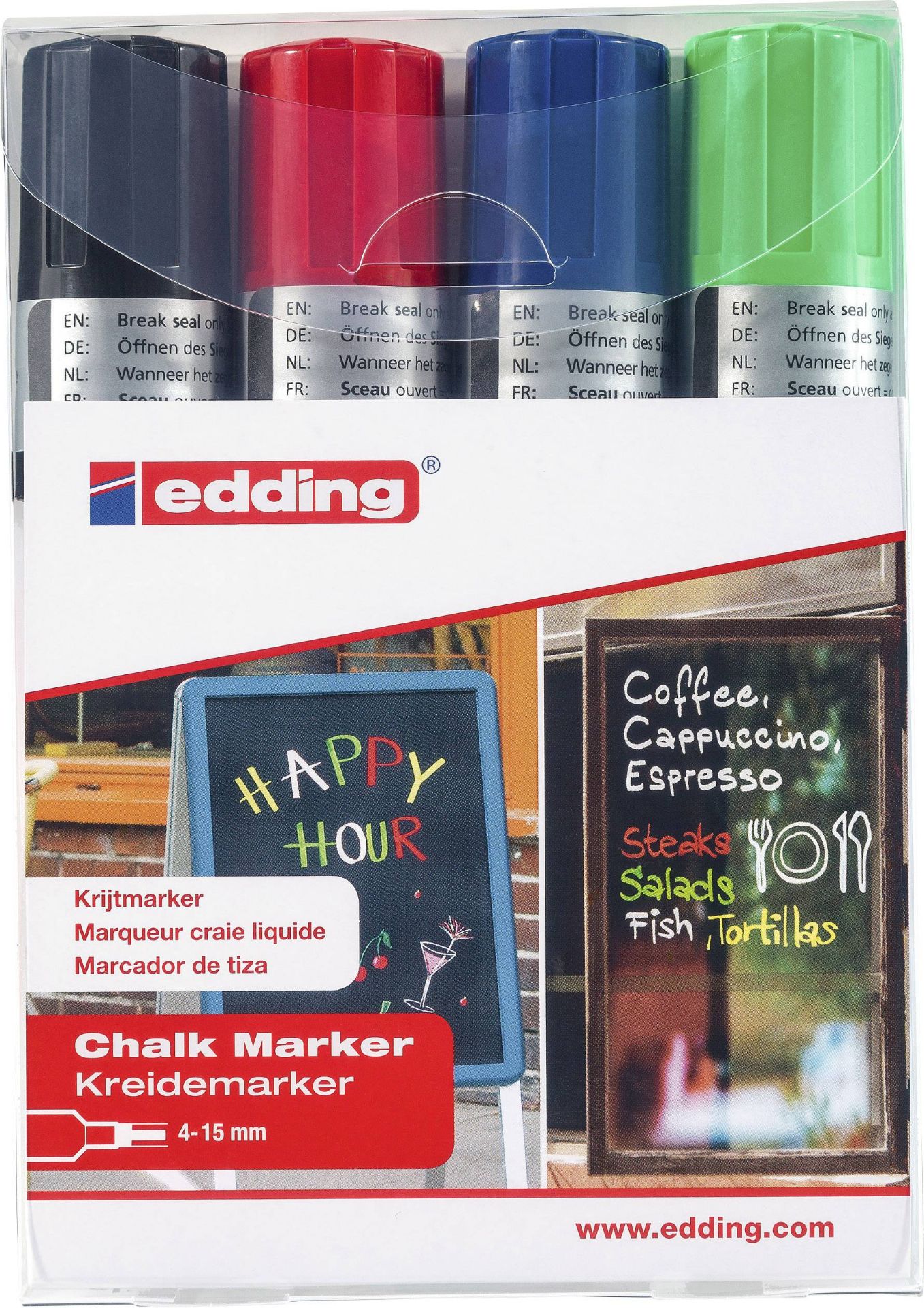 + VAT Grade A Four Packs Of Four Edding Chalk Markers