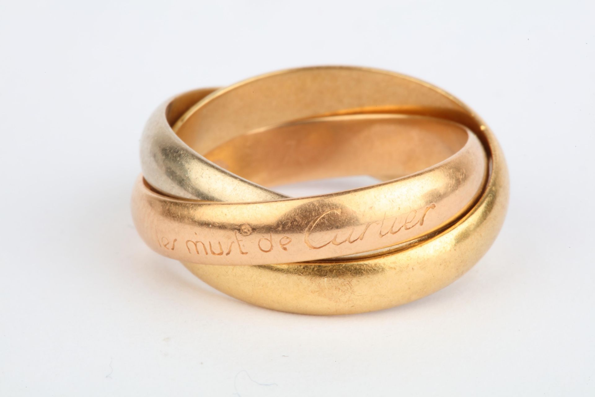 No VAT Cartier Tri Gold Trinity Ring With 18k Yellow Gold, White Gold And Rose Gold - Image 2 of 2