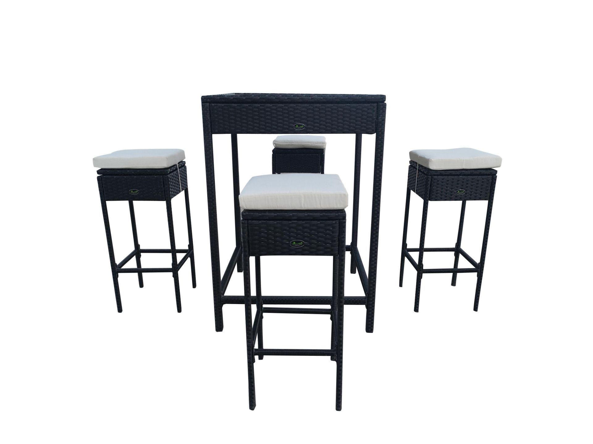 + VAT Brand New Chelsea Garden Company Brown Rattan Four Person Bar Stool And Table Set - Item Is