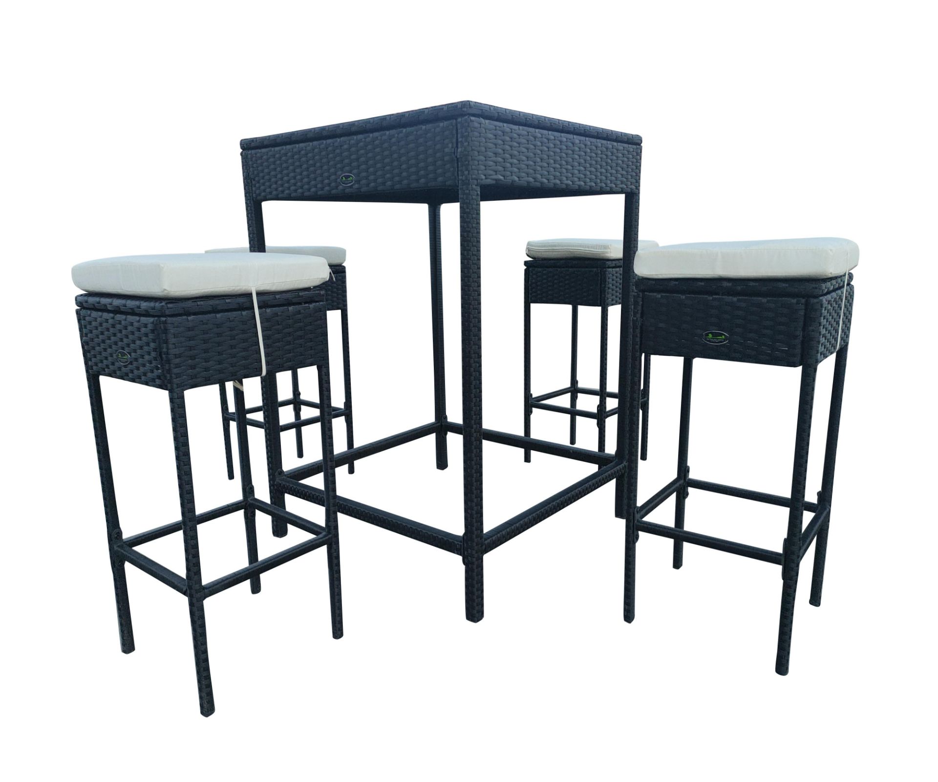 + VAT Brand New Chelsea Garden Company Brown Rattan Four Person Bar Stool And Table Set - Item Is - Image 2 of 4