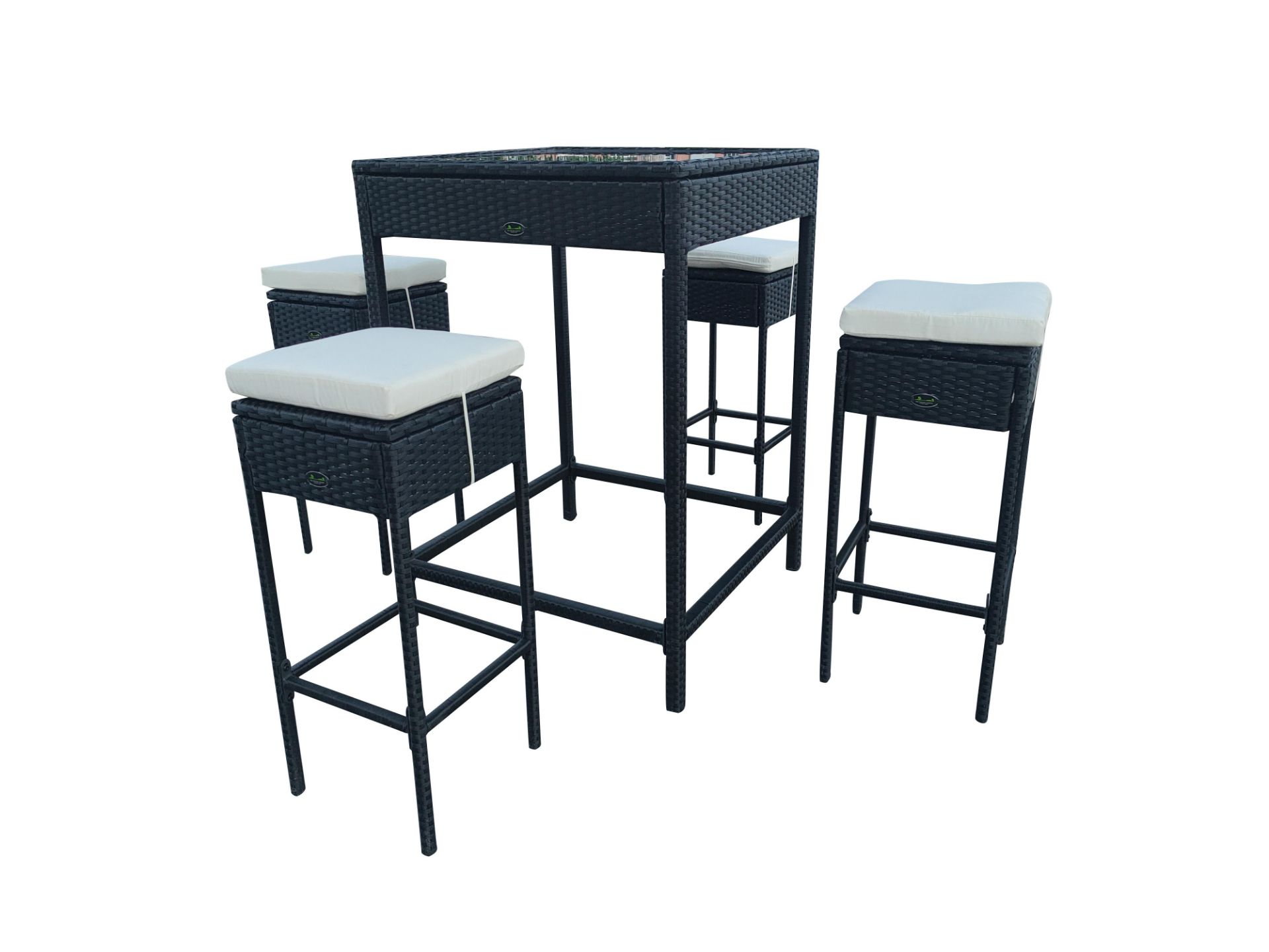 + VAT Brand New Chelsea Garden Company Brown Rattan Four Person Bar Stool And Table Set - Item Is - Image 4 of 4