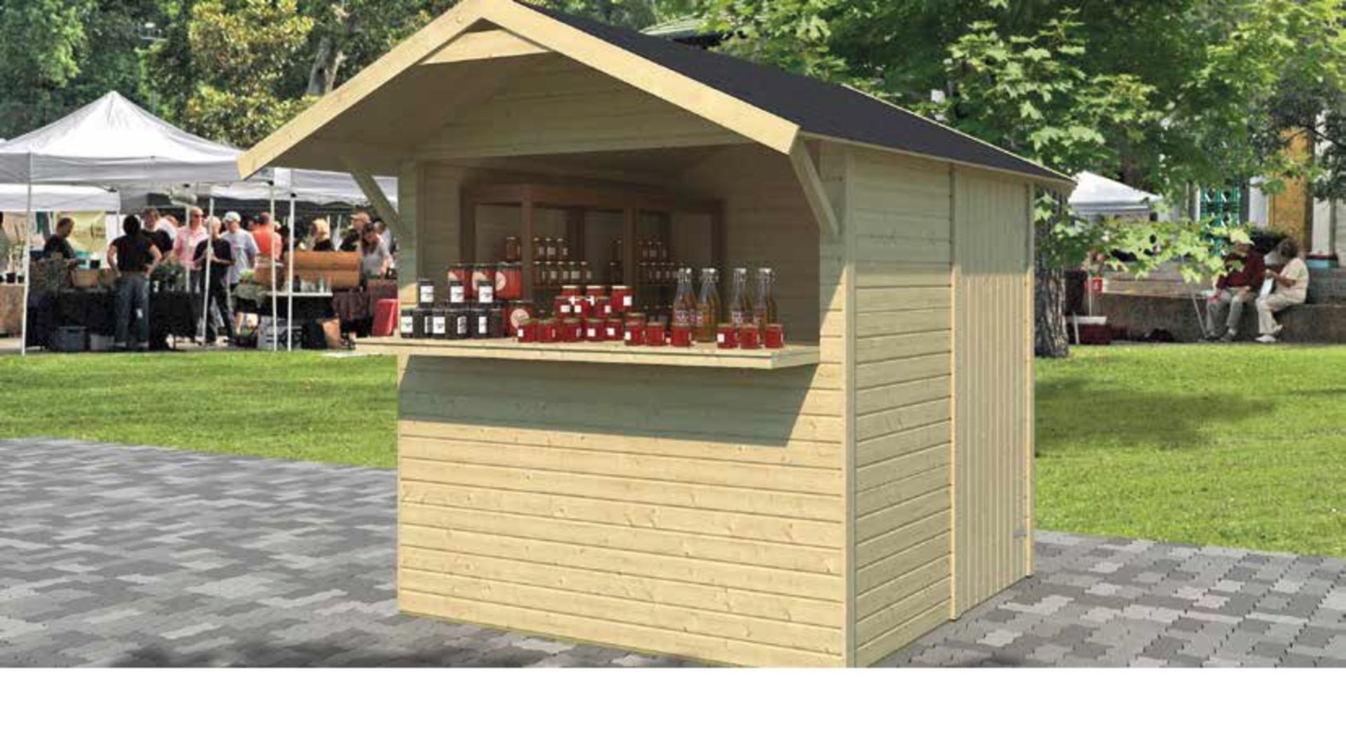 + VAT Brand New 4.00m Sq Spruce Kiosk 2 x 2 - 235 x 200 x 203cm - 16mm Thickness - Pallet