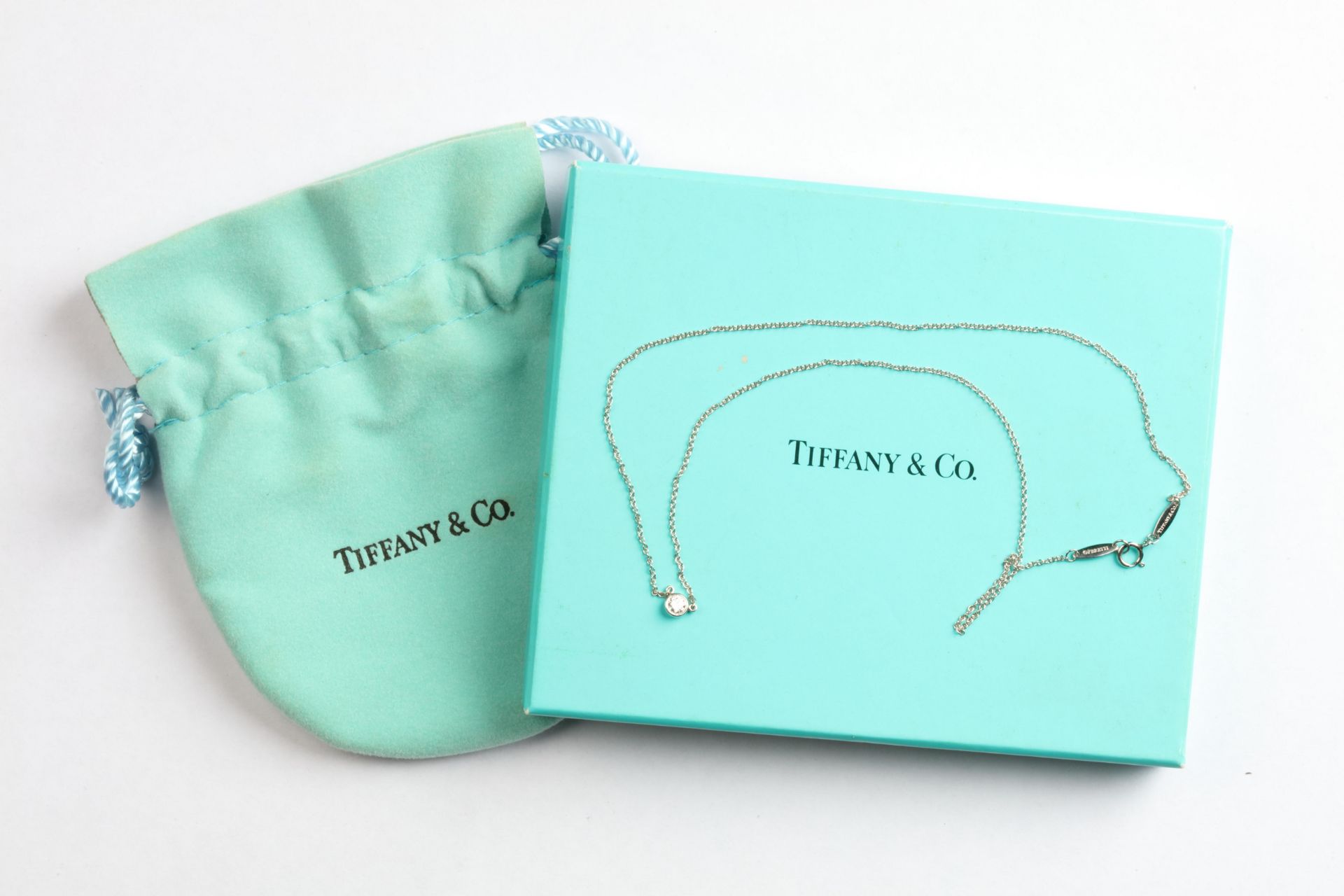 No VAT Tiffany & Co Elsa Peretti "Diamonds By The Yard" Single Diamond Necklace In Platinum - Image 3 of 3
