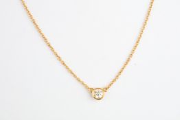 No VAT Tiffany & Co Elsa Peretti "Diamonds By The Yard" Single Diamond Necklace In 18k Yellow Gold