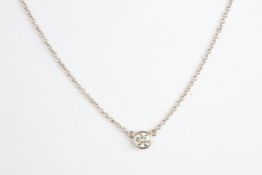 No VAT Tiffany & Co Elsa Peretti "Diamonds By The Yard" Single Diamond Necklace In Platinum