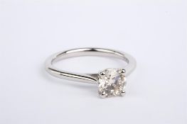 + VAT Ladies Platinum Diamond Engagement Ring With Large Central Diamond In Claw Mount