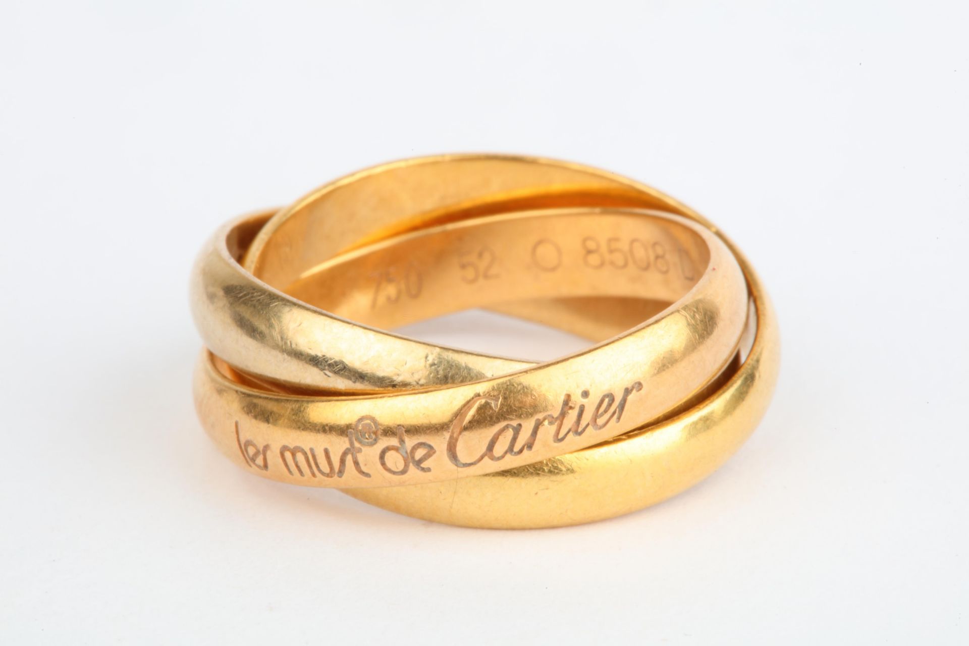 No VAT Cartier Tri Gold Trinity Ring With 18k Yellow Gold, White Gold And Rose Gold - Image 2 of 2