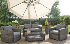 + VAT Brand New Chelsea Garden Company 4-Piece Grey Rattan Outdoor Sofa Set With Grey Cushions -