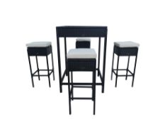 + VAT Brand New Chelsea Garden Company Brown Rattan Four Person Bar Stool And Table Set - Item Is