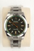 No VAT Gents 2017 Rolex Oyster Perpetual Milgauss Watch - Model 116400GV - Stainless Steel Strap -