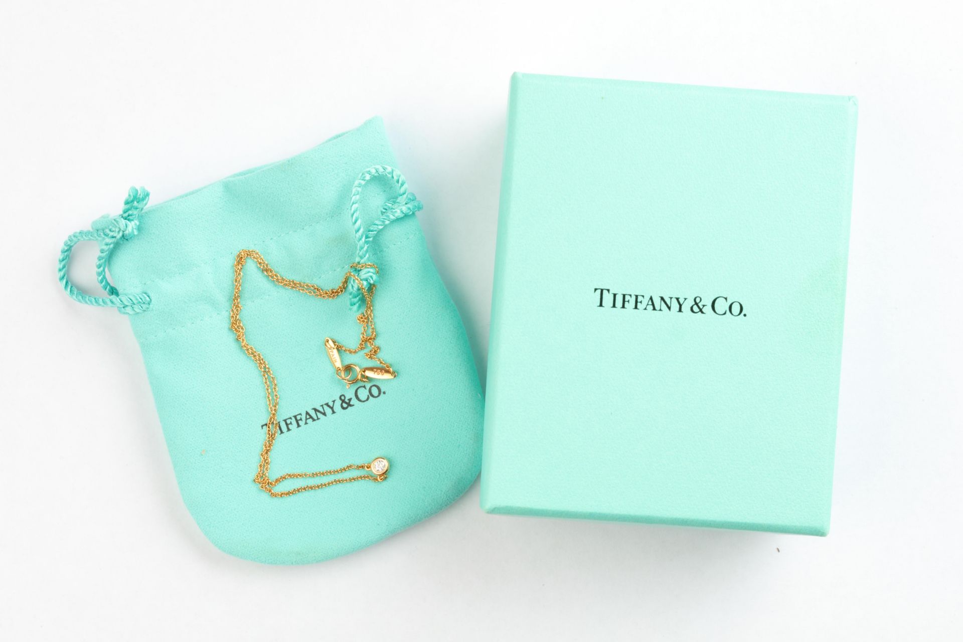 No VAT Tiffany & Co Elsa Peretti "Diamonds By The Yard" Single Diamond Necklace In 18K Yellow Gold - Image 3 of 3