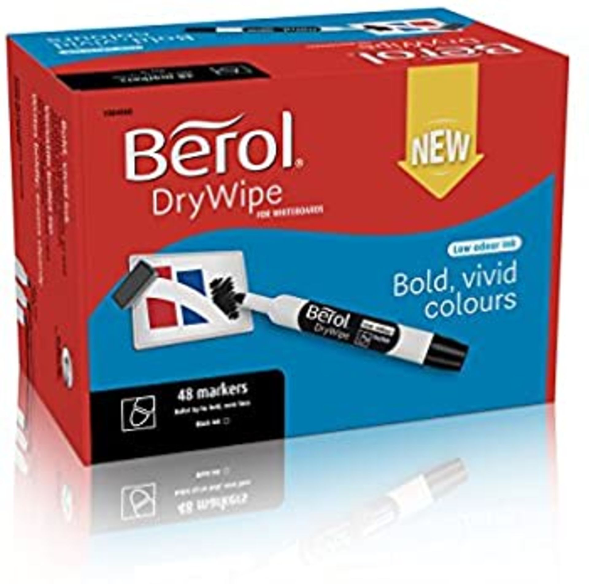 + VAT Grade A A Box Of Forty Eight Berol Dry Wipe Bullet Tip Markers