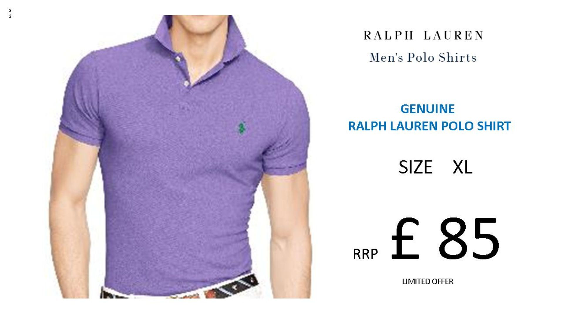 + VAT Brand New Ralph Lauren Custom-Fit Small Pony Polo Shirt - Spring Lilac Size XL - Ribbed Polo
