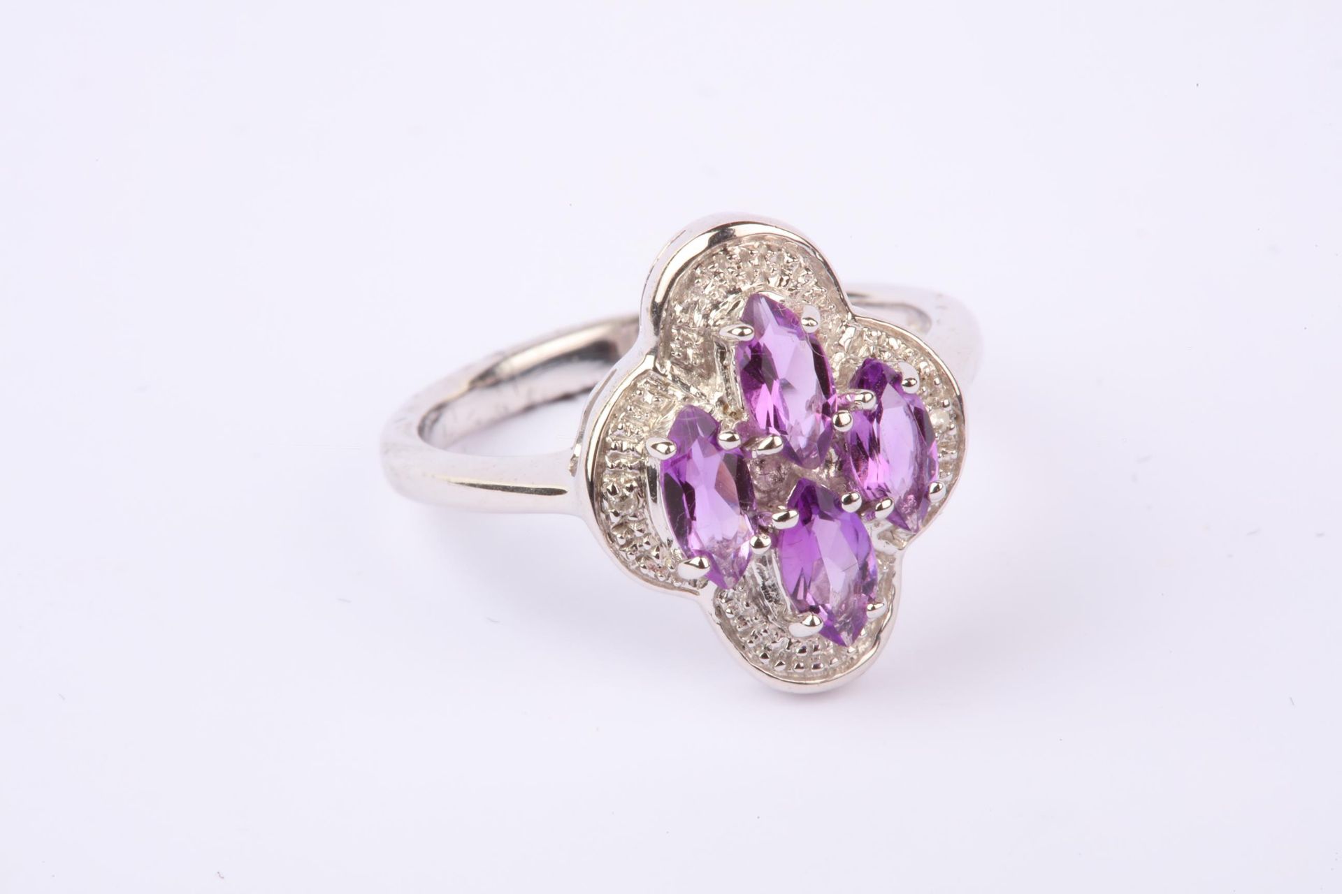 + VAT Brand New Purple Topaz Flower Design Dress Ring