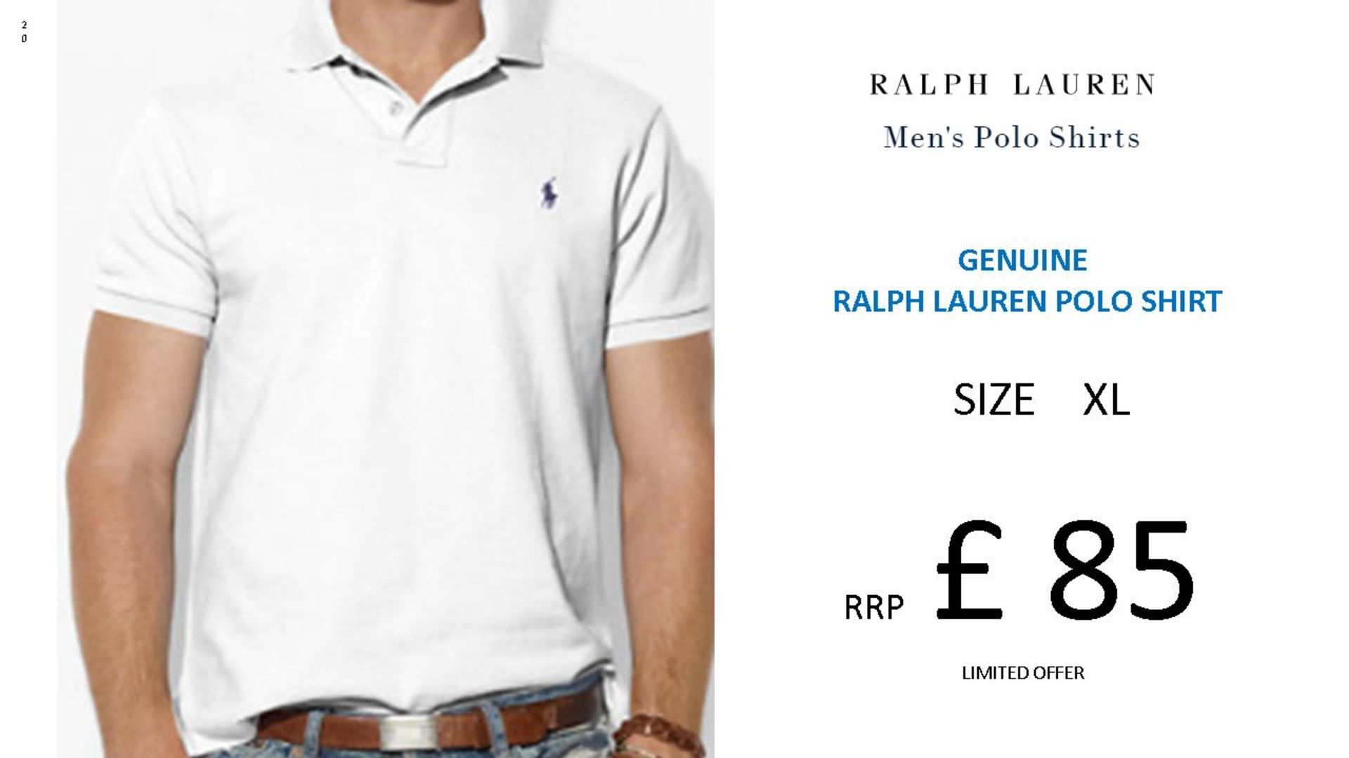 + VAT Brand New Ralph Lauren Custom-Fit Small Pony Polo Shirt - White - Size XL - Ribbed Polo