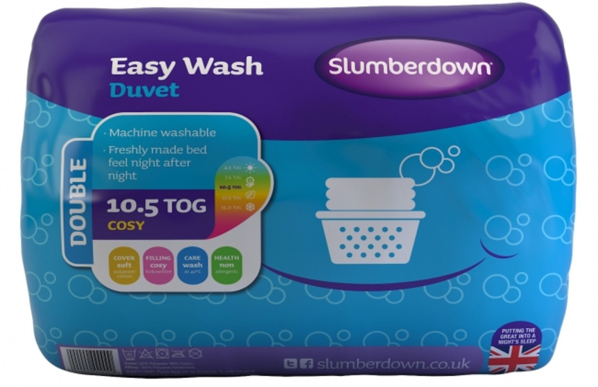 + VAT Grade A Slumberdown Easy Wash 10.5 Tog Double Duvet-Machine Washable-Non Allergenic