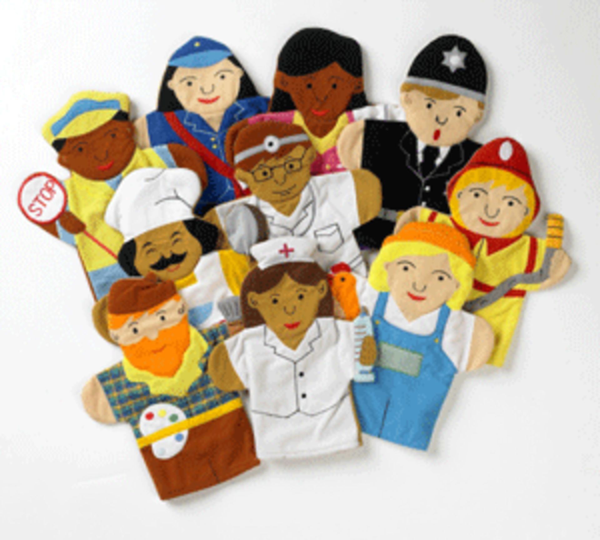 + VAT Grade A Ten Piece Careers Hand Puppets (Image Is Similar)