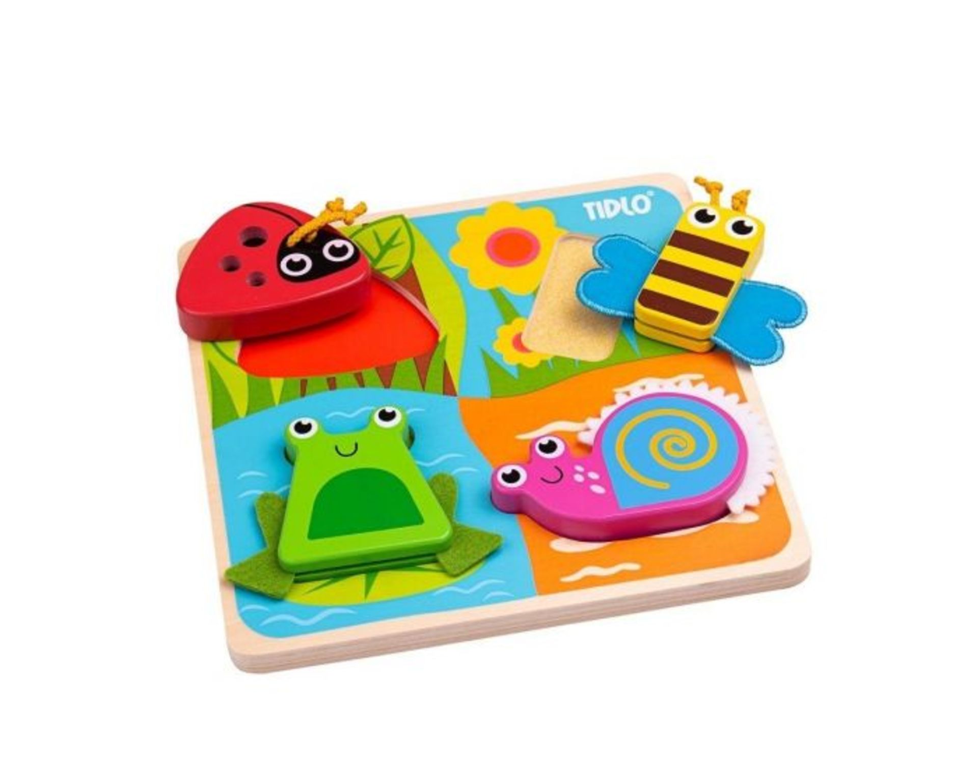 + VAT Grade A Three Tidlo Wooden Sensory Touch & Feel Bugs Puzzle