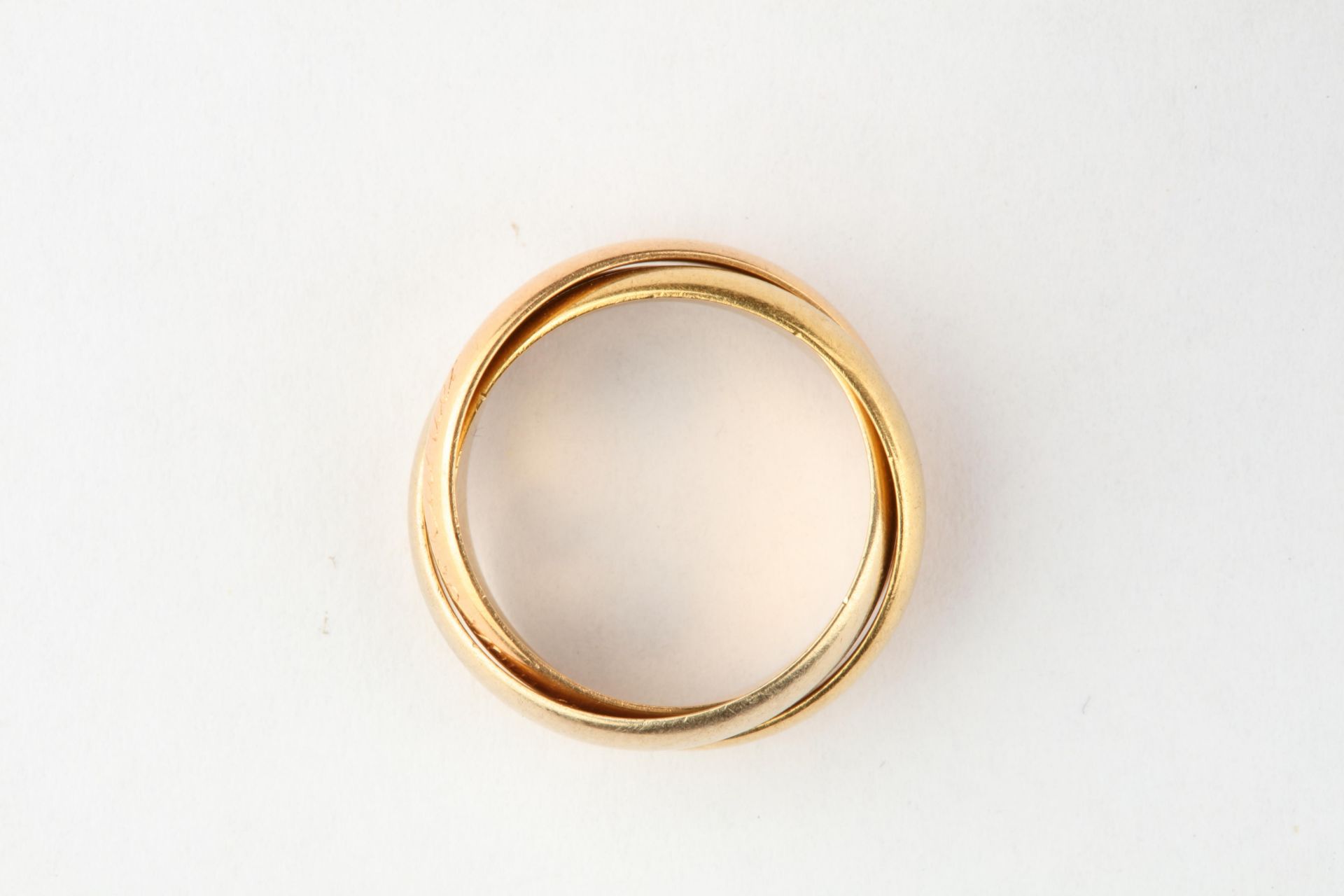 No VAT Cartier Tri Gold Trinity Ring With 18k Yellow Gold, White Gold And Rose Gold - Image 2 of 2