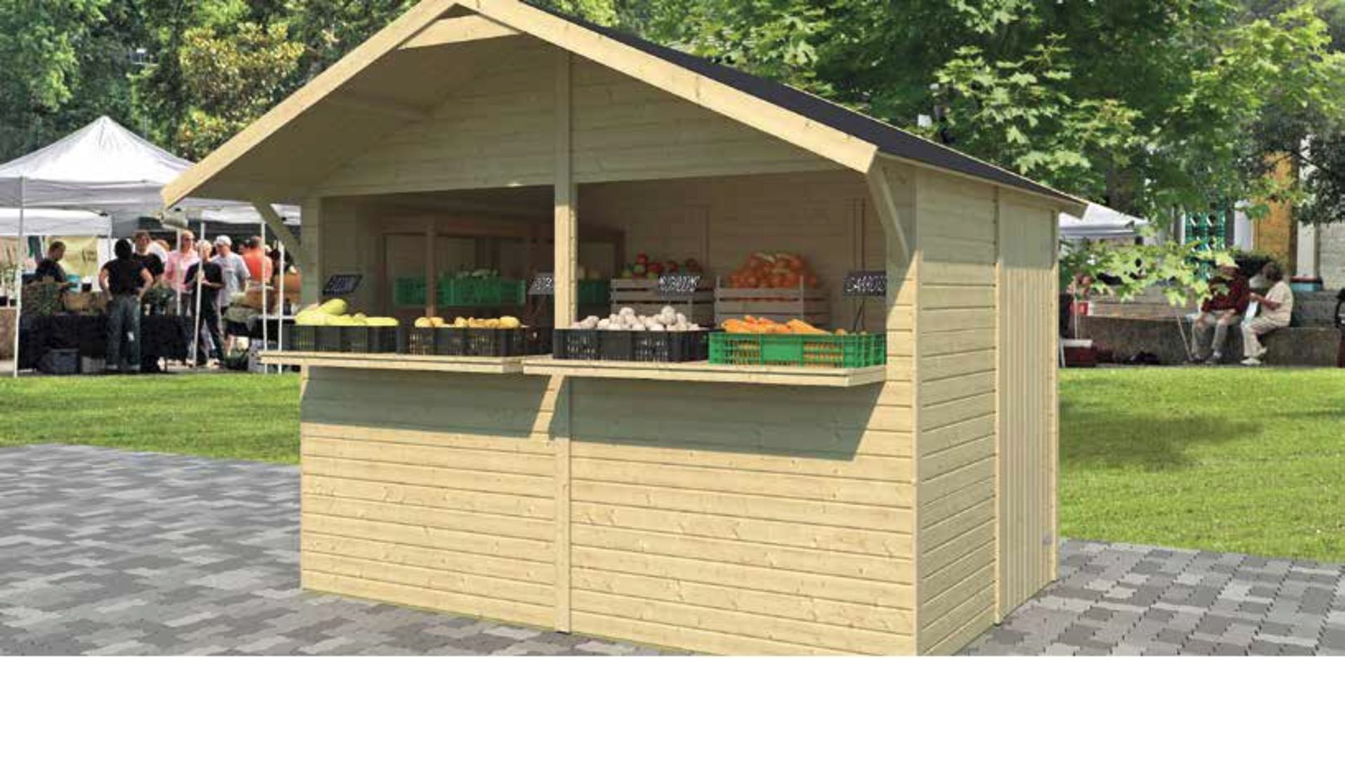 + VAT Brand New 6.00m Sq Spruce Kiosk 3 x 2 - 254 x 300 x 203cm - 16mm Thickness -