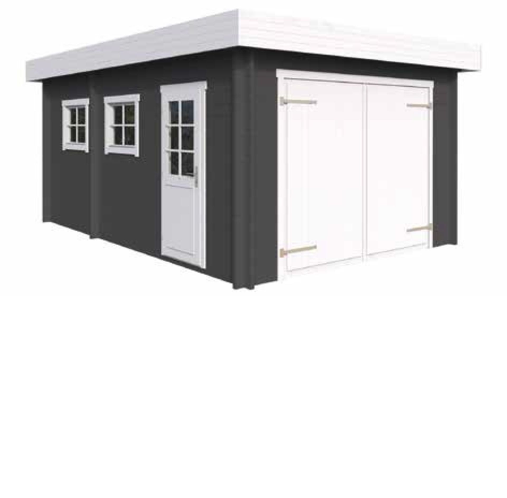 + VAT Brand New 20.60m Sq Spruce Keith Flat Garage - 50mm Thickness - 260 x 375 x 550cm - Main Door