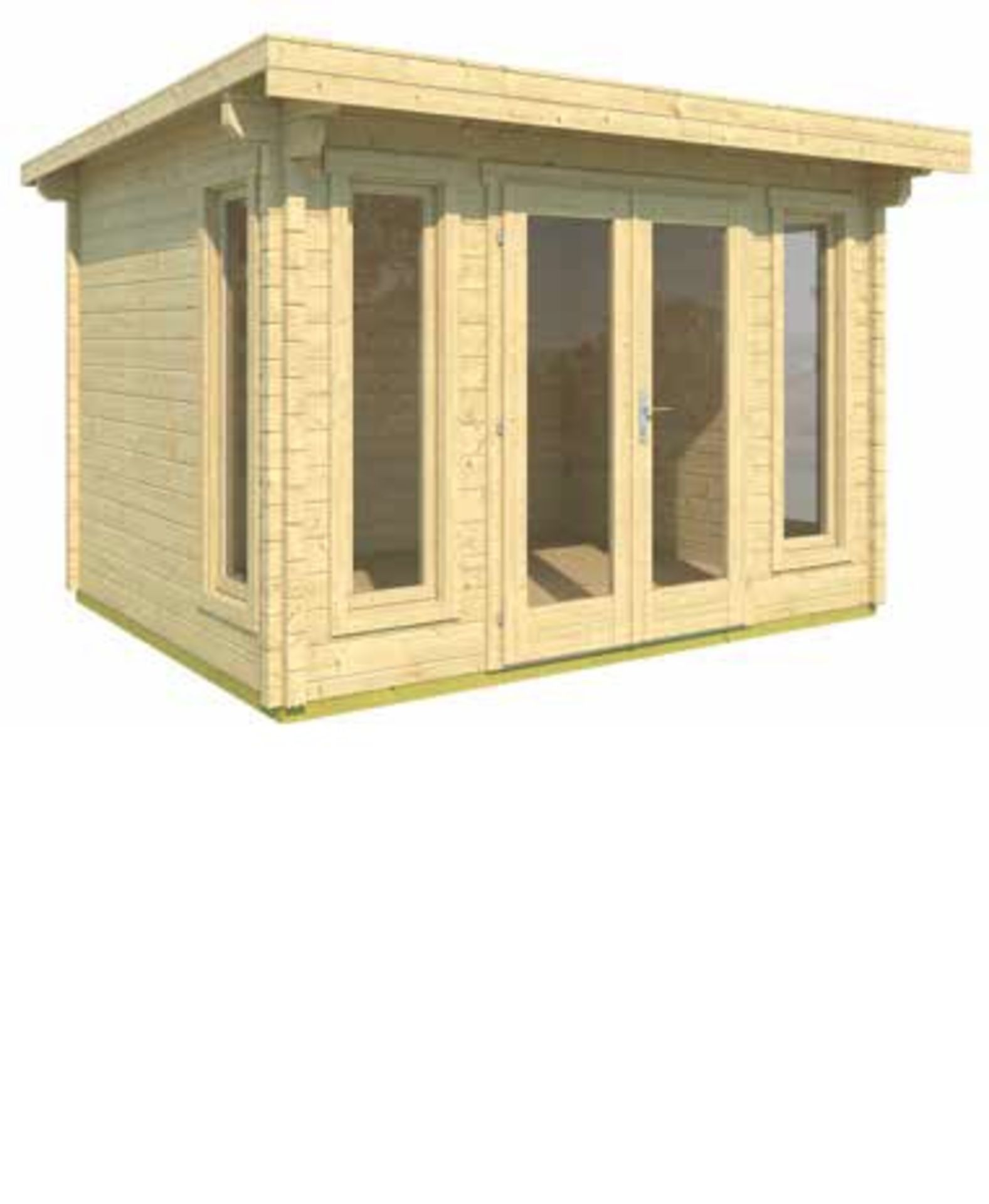 + VAT Brand New 8.66m Sq Spruce Alex Garden House - 70mm Thickness - 227 x 333 x 260cm - Insulated