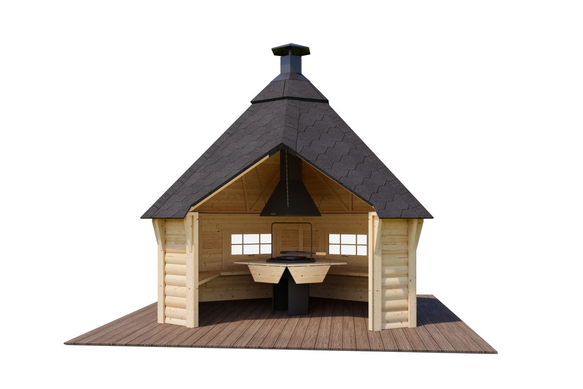 + VAT Brand New 9.2m Sq Barbecue Hut With Two Glass Panels - Roof Covered With Bitumen Shingles - - Image 6 of 7