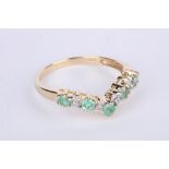 + VAT Ladies Gold Emerald and Diamond Wishbone Ring
