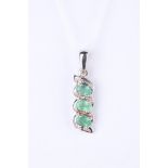 + VAT Ladies Silver Emerald and Diamond Pendant
