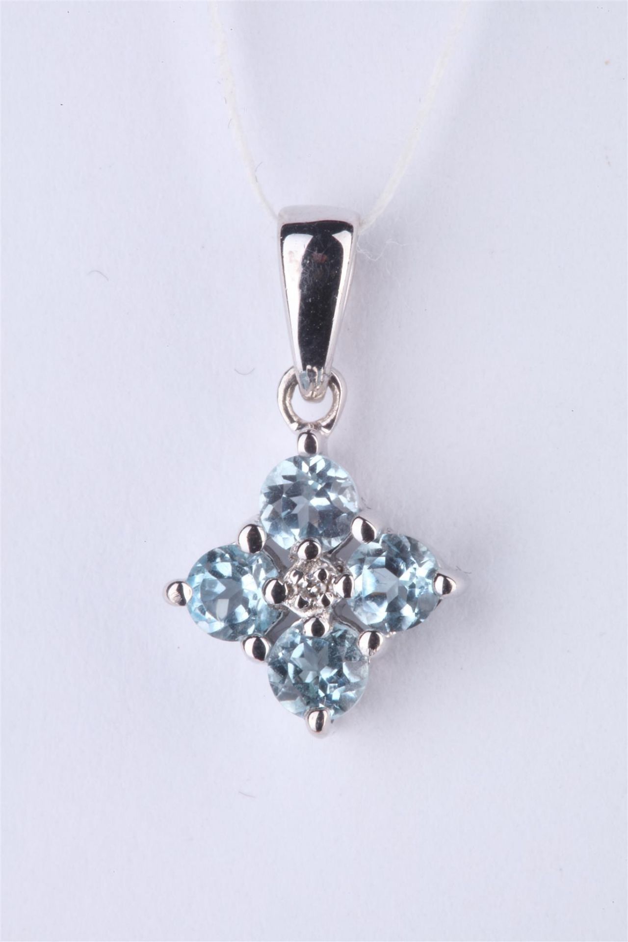 + VAT Ladies Silver Aquamarine and Diamond Pendant