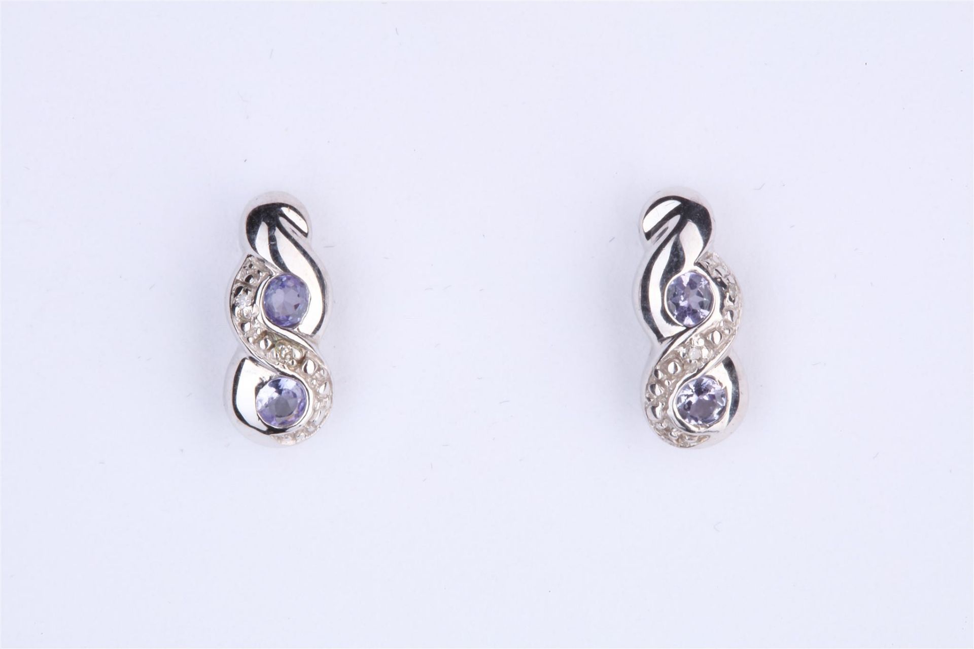 + VAT Pair Ladies Aquamarine and Diamond Earrings In Figure 8 Design