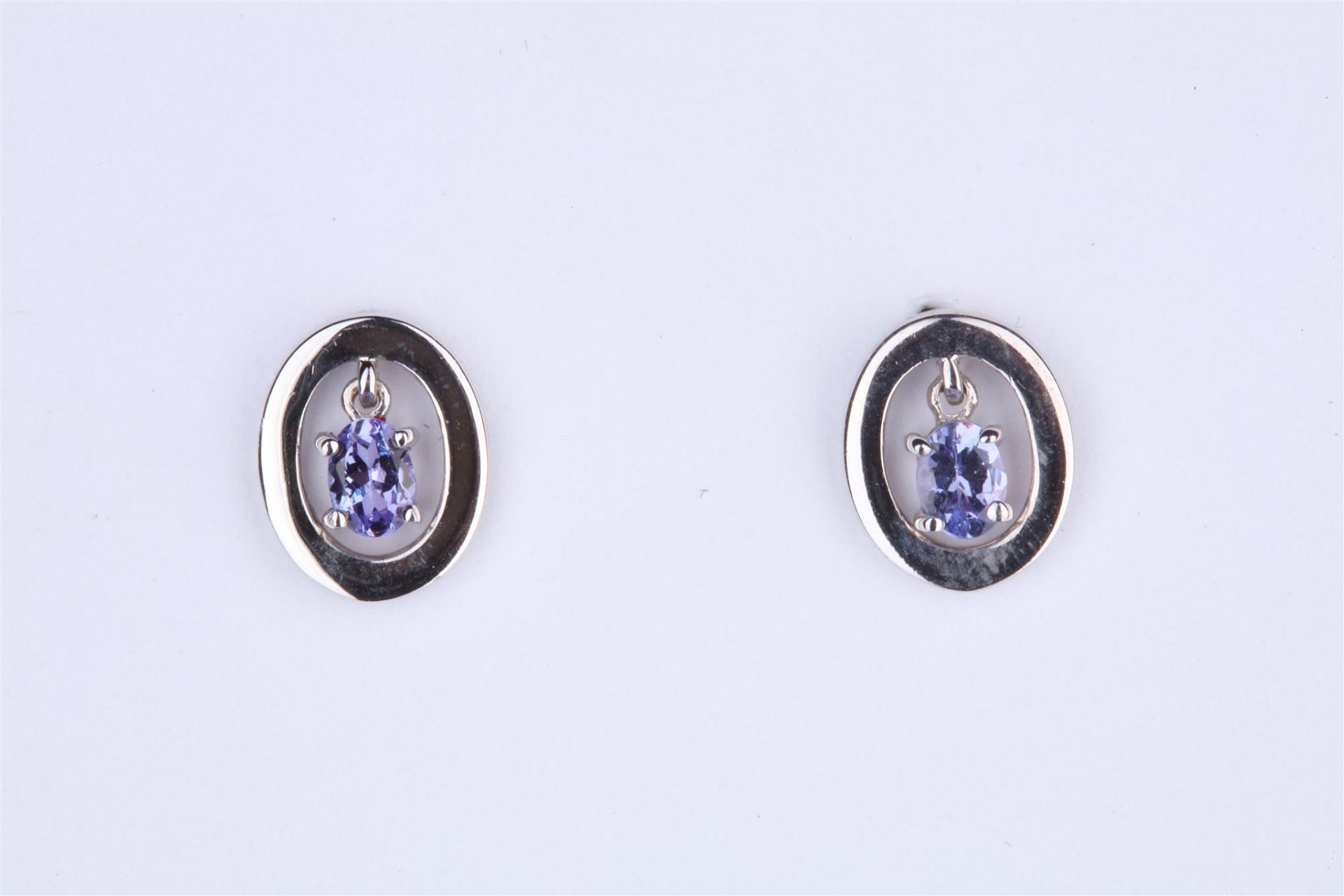 + VAT Pair Ladies Amethyst Circular Earrings With Hanging Central Amethyst