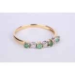 + VAT Ladies Gold Emerald and Diamond Eternity Ring Set With 4 Emeralds and 3 Diamonds