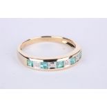 + VAT Ladies Gold Emerald and Diamond Eternity Ring Set With 5 Emeralds and 4 Diamonds