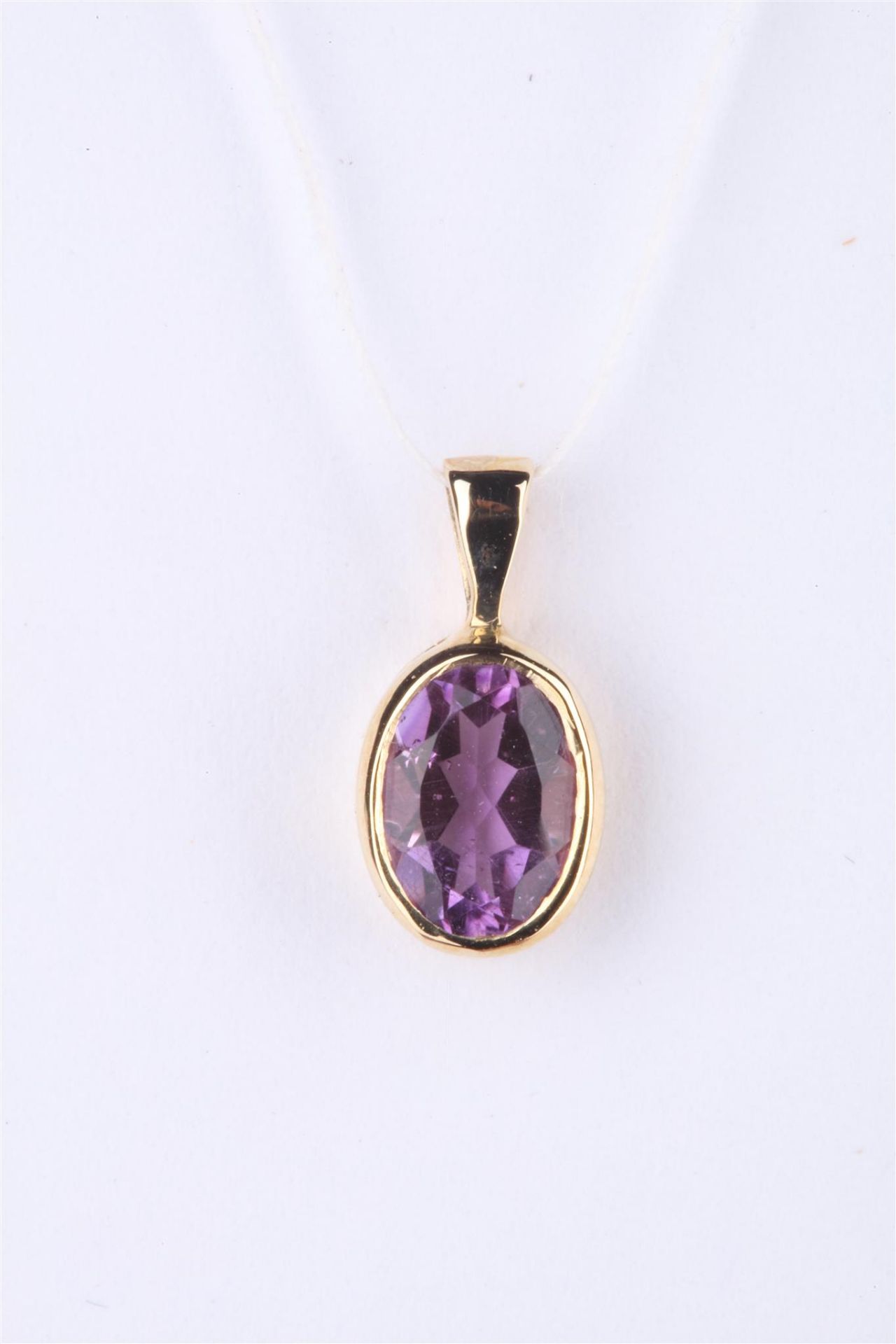 + VAT Ladies Gold Amethyst Pendant With Large Oval Amethyst