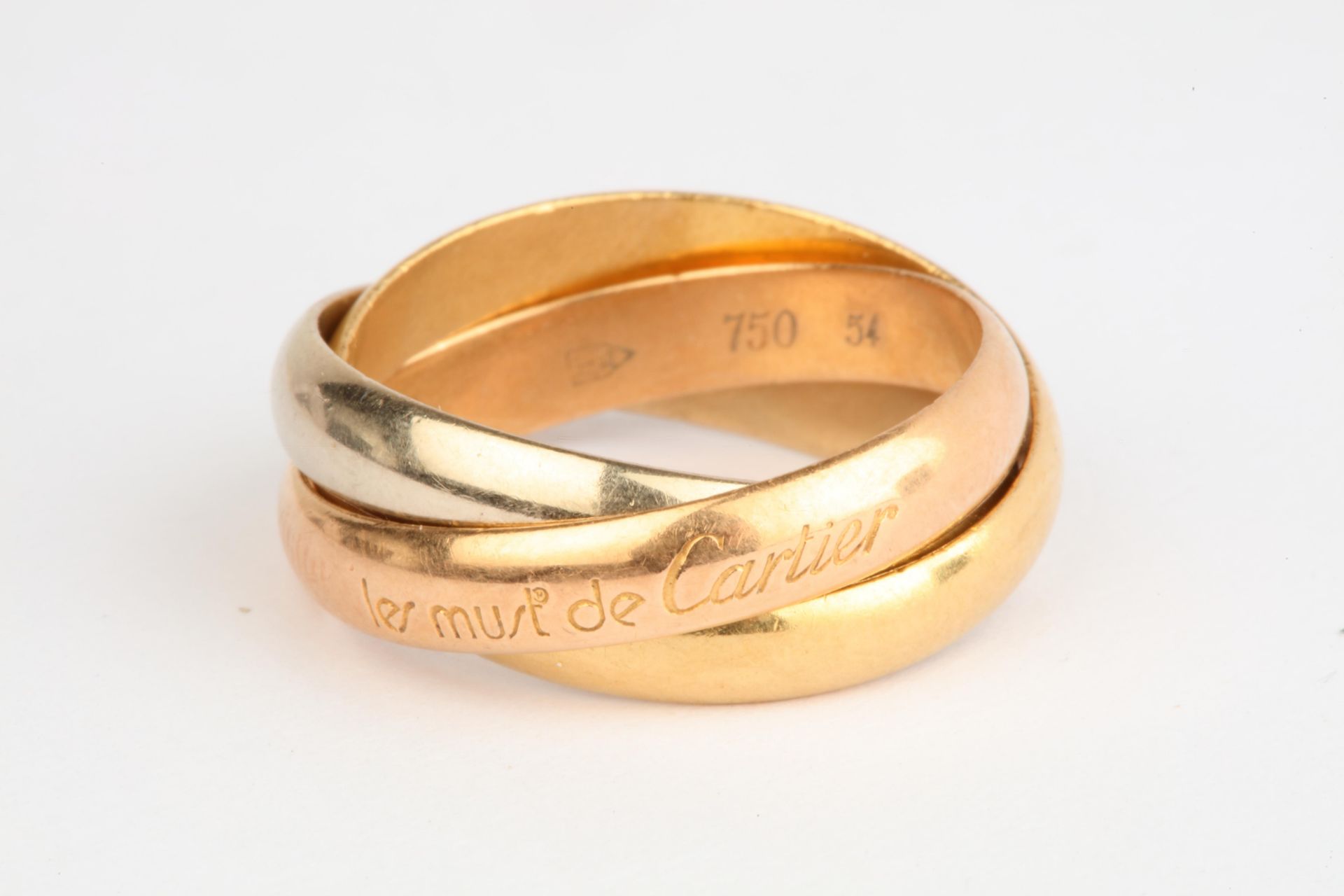No VAT Cartier Tri Gold Trinity Ring With 18k Yellow Gold, White Gold And Rose Gold - Image 3 of 3