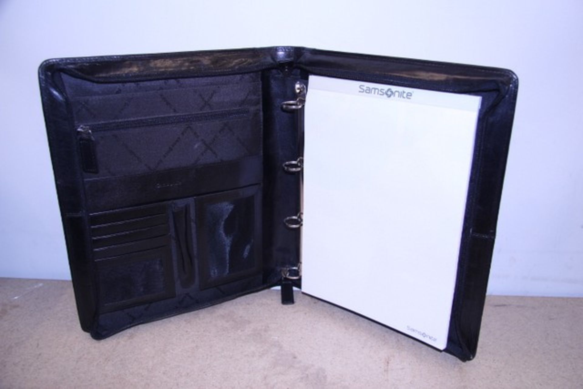 + VAT Brand New Samsonite Black Leather Executive Folder With Pen Holder-Card Pockets-Two Inner