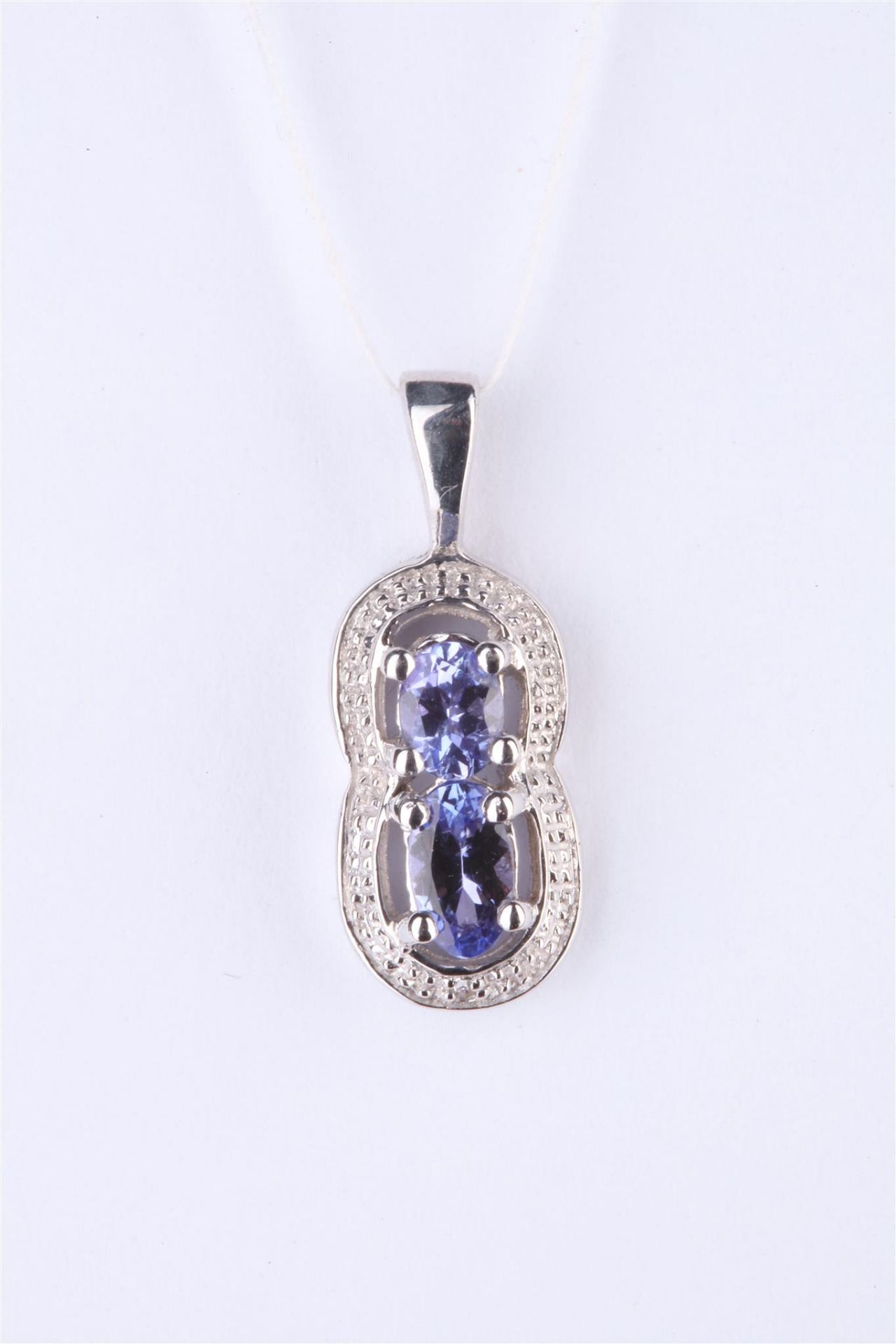 + VAT Ladies Silver Amethyst and Diamond "8" Shaped Pendant