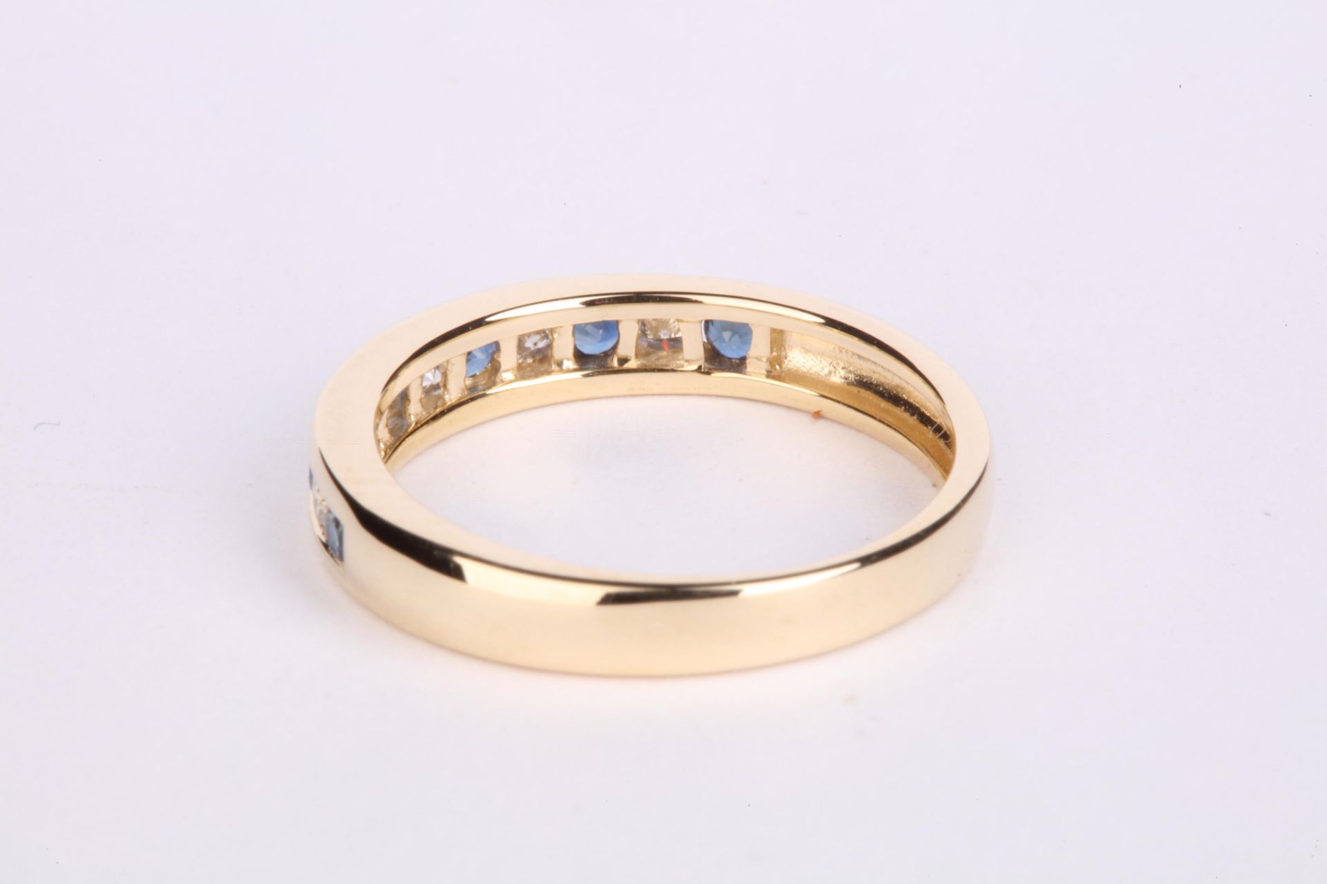 + VAT Ladies 9ct Yellow Gold Sapphire and Diamond Eternity Ring Set With 6 Sapphires and 5 Diamonds - Image 2 of 3