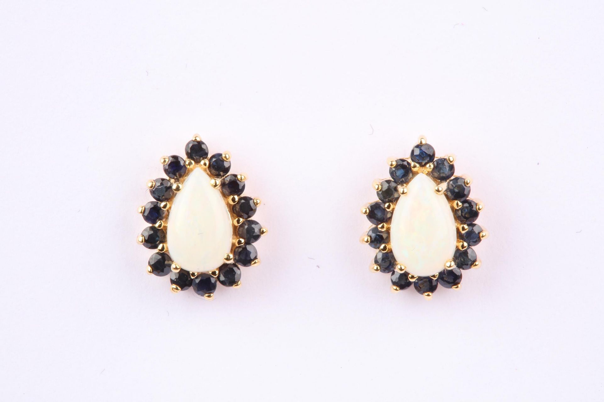 + VAT Pair Ladies Silver Sapphire and Opal Earrings