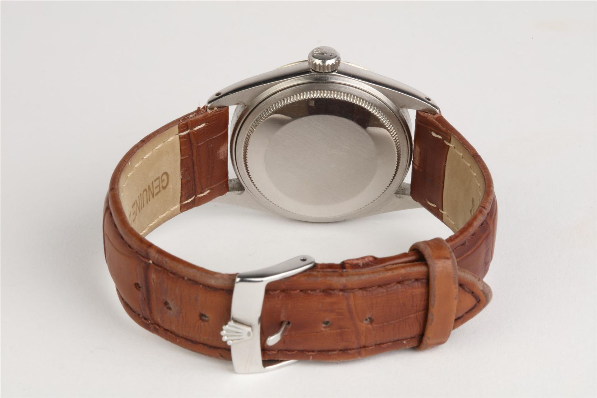 No VAT Gents Rolex Oyster Perpetual Date Just Watch With Brown Leather Rolex Strap - Image 3 of 3