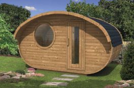 + VAT Brand New Hobbit House - Spruce - 236 x 405 x 240cm - 28/42mm Thickness - Pallet Dimensions
