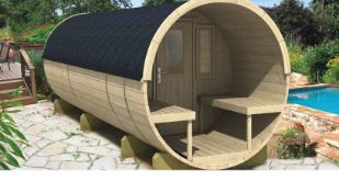 + VAT Brand New Spruce Camping Barrel 480 - 230 x 480 - Glass Window Door - Single Rear Window -